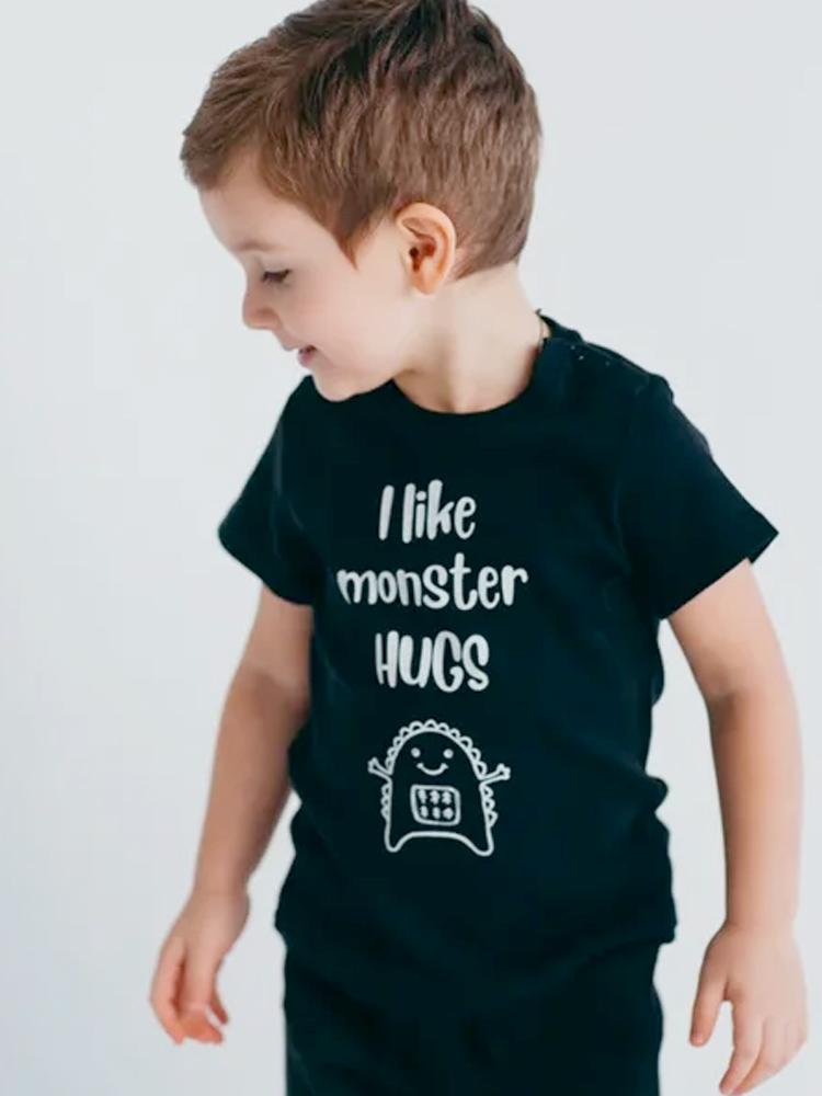Artie - I Like Monster Hugs - Boys Black T Shirt - Stylemykid.com
