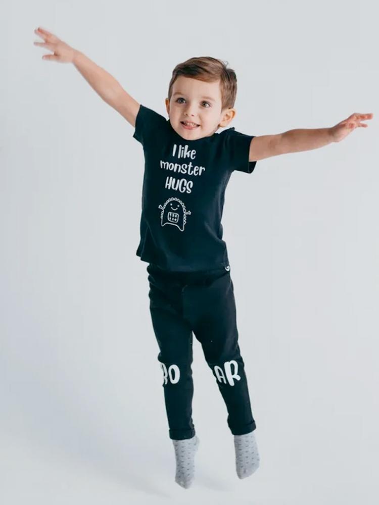 Artie - I Like Monster Hugs - Boys Black T Shirt - Stylemykid.com