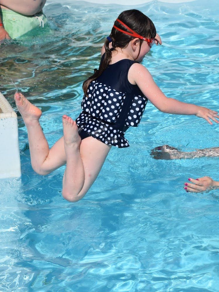 Konfidence Kids - Girls Floatsuit Buoyancy Swimsuit Navy Polka Dot - 1 to 3 Years - Stylemykid.com