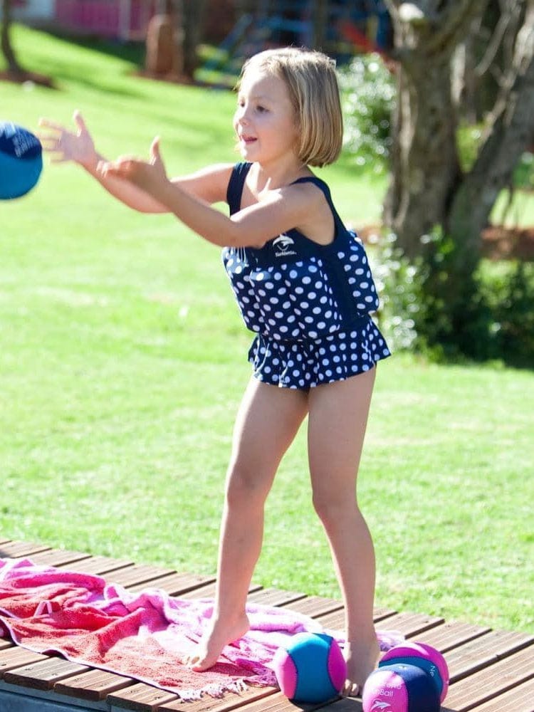 Konfidence Kids - Girls Floatsuit Buoyancy Swimsuit Navy Polka Dot - 1 to 3 Years - Stylemykid.com