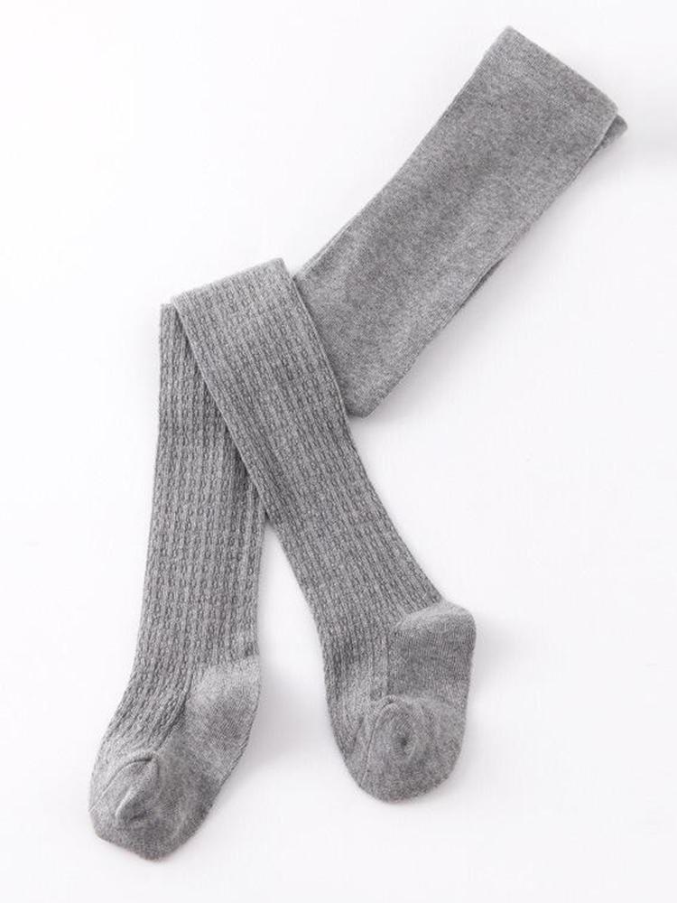 Girls Ribbed Knit Tights - Grey - Stylemykid.com