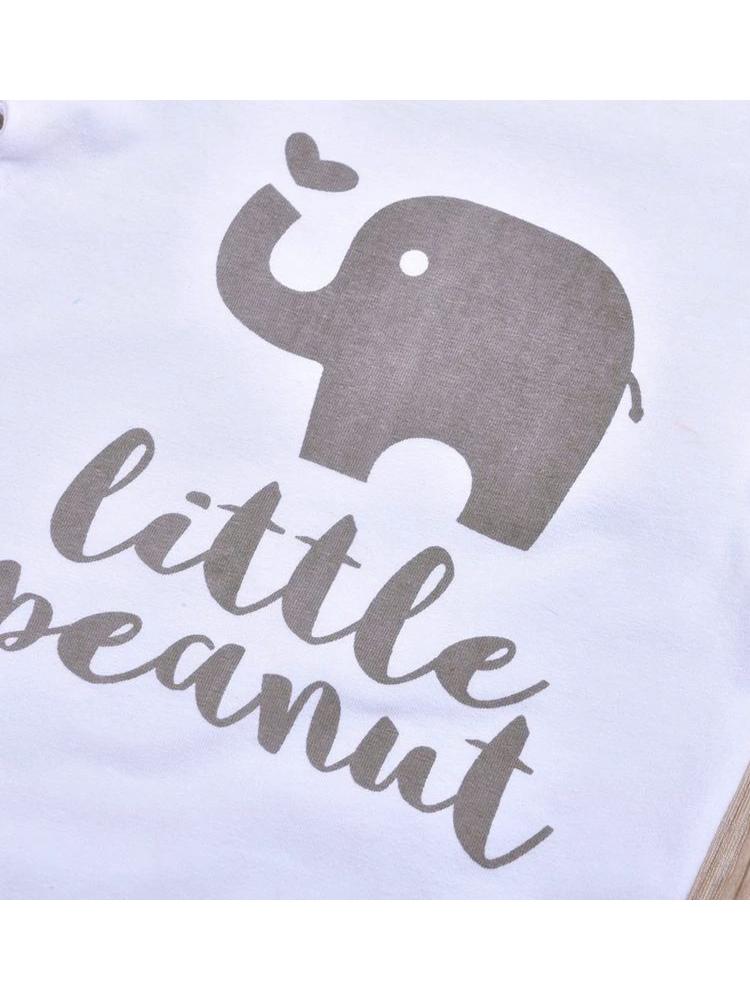 Grey & White Little Peanut 3 Piece Baby Outfit - Bodysuit, bottoms & Knotted Hat (12-18 months) - Stylemykid.com