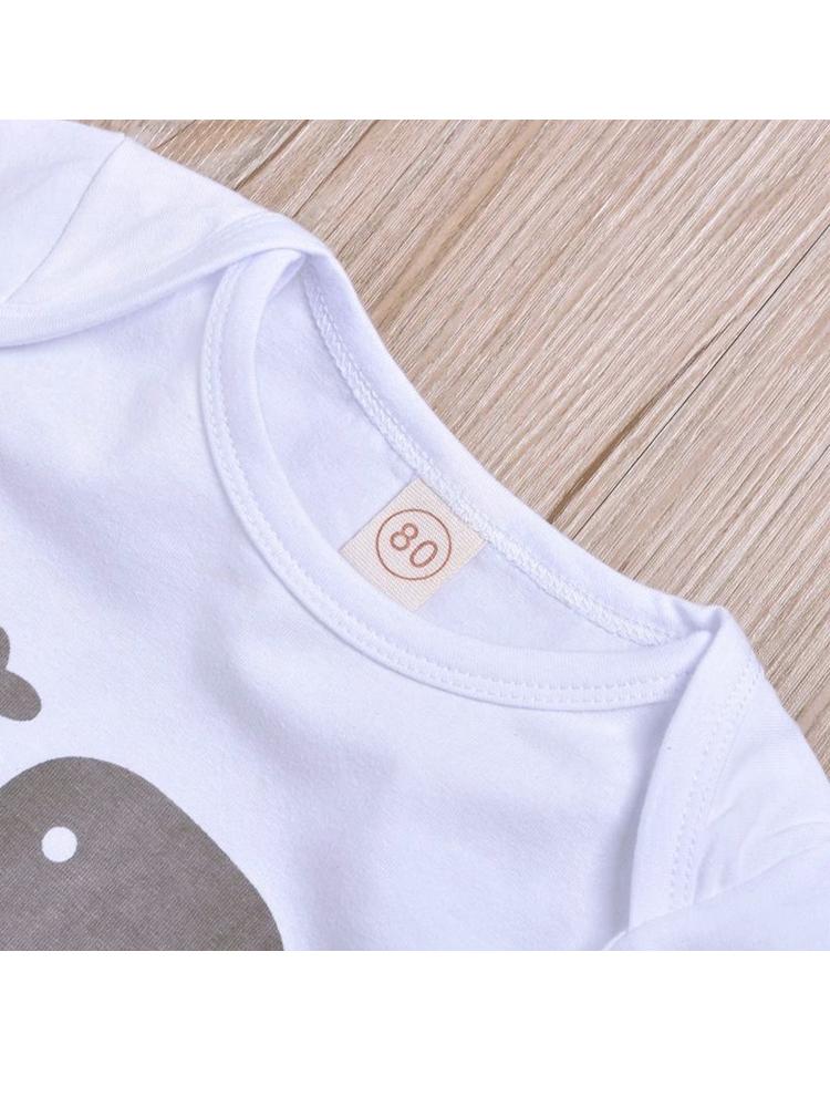 Grey & White Little Peanut 3 Piece Baby Outfit - Bodysuit, bottoms & Knotted Hat (12-18 months) - Stylemykid.com