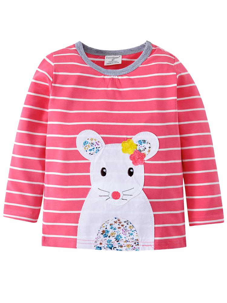 Missy Mousey Long Sleeve Girls Bubblegum Pink & White Striped Top - Stylemykid.com