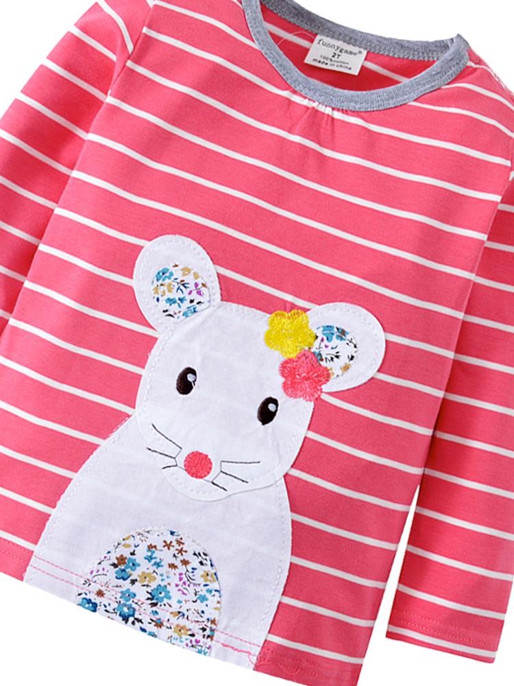 Missy Mousey Long Sleeve Girls Bubblegum Pink & White Striped Top - Stylemykid.com