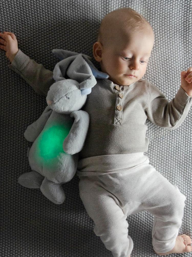 Moonie Humming Friend Baby Night Light & Sleep Aid - SKY - grey with blue ears - Stylemykid.com