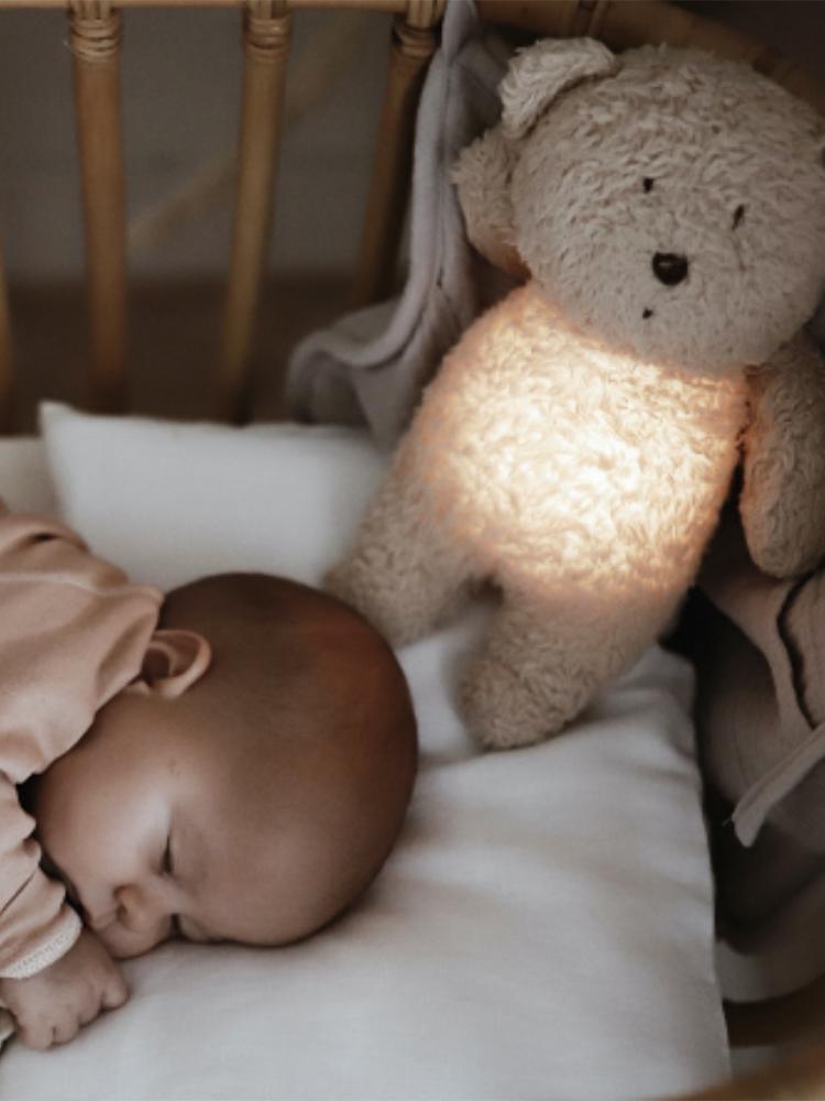 Moonie - Organic Humming Friend Bear Nightlight and Sleeping Aid - MINERAL GREY - Stylemykid.com