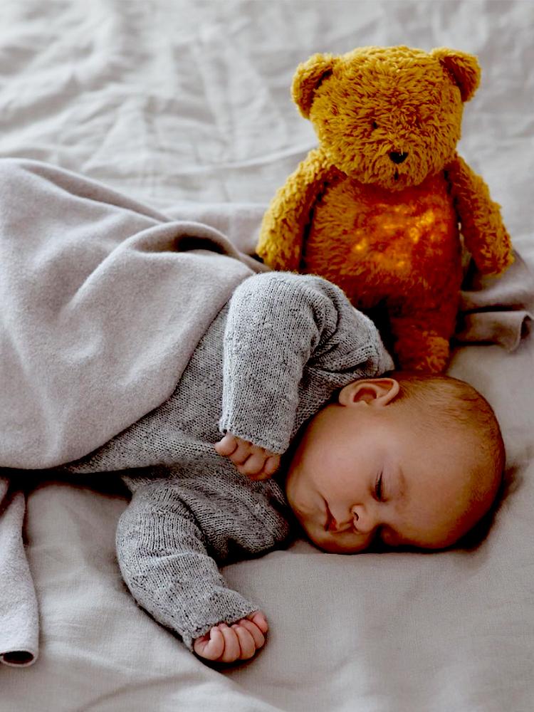 Moonie - Humming Friend Bear Nightlight & Sleeping Aid - Mustard - Stylemykid.com