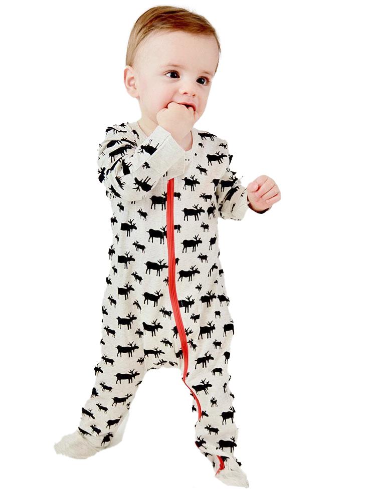 Mr Moose Zip Sleepsuit with Hand & Feet Cuffs - Stylemykid.com