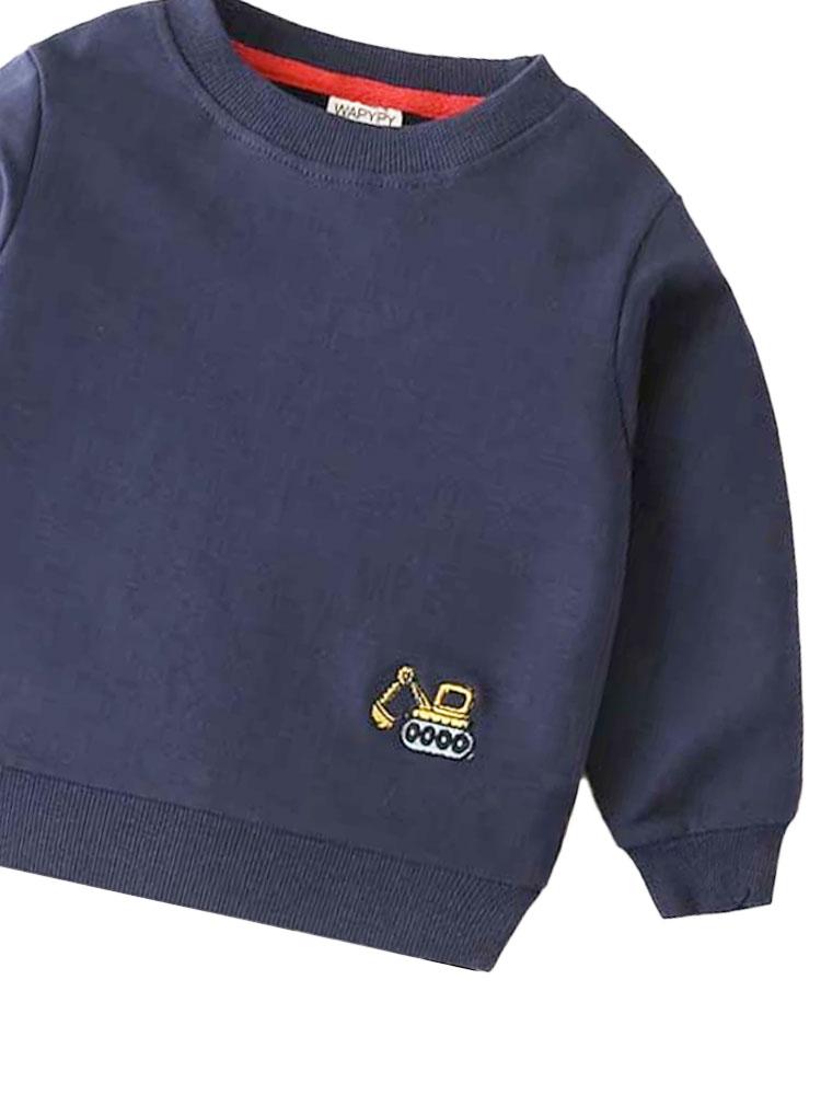 Boys Digger Sweatshirt - Navy Blue - Stylemykid.com
