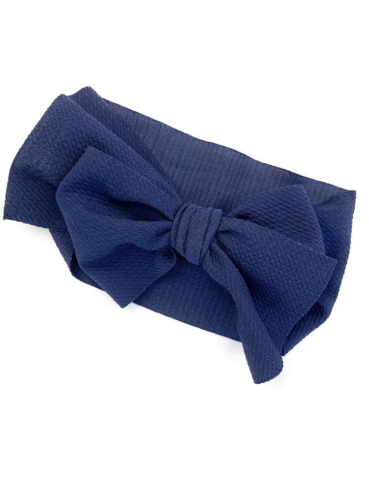 Baby Wisp - Giant Lana Bow Headband - Navy - Stylemykid.com