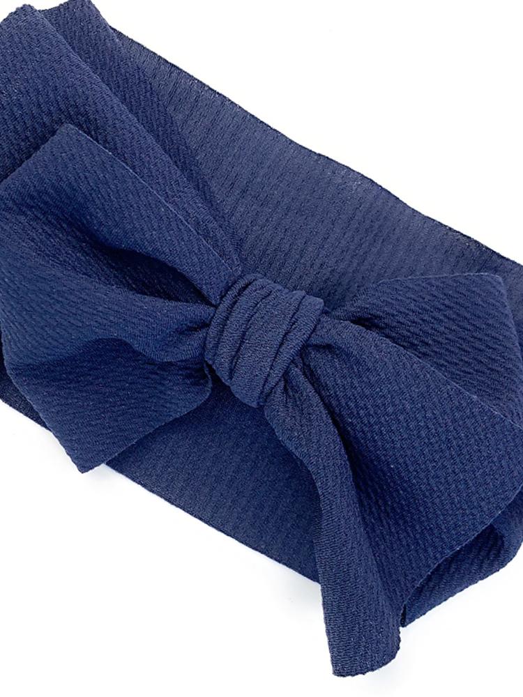 Baby Wisp - Giant Lana Bow Headband - Navy - Stylemykid.com