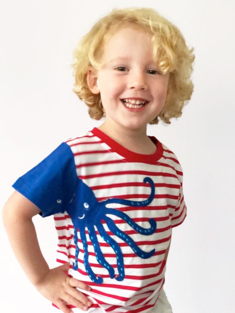 Boys Octopus Striped T-Shirt - 12 to 18 months - Stylemykid.com
