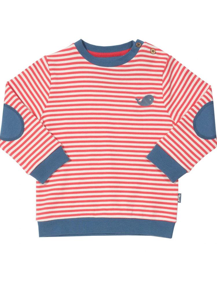 KITE Organic Red and Blue Whale Striped Sweatshirt 6-12 months - Stylemykid.com