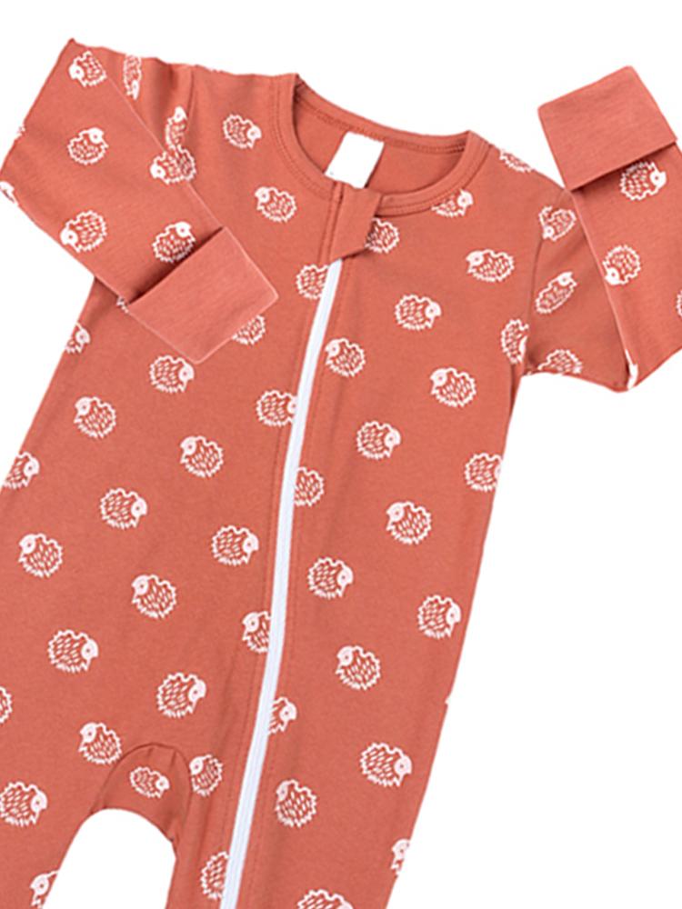 Peach Hedgehog Baby Zip Sleepsuit with Hand & Feet Cuffs (18-24M only) - Stylemykid.com