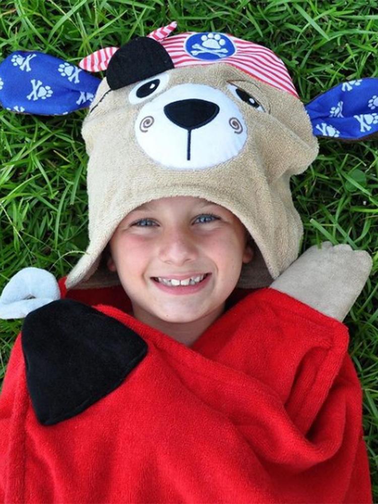 Zoocchini - Animal Cotton Kids Hooded Towel - Pedro Puppy the Pirate - 2 Years upwards - Stylemykid.com
