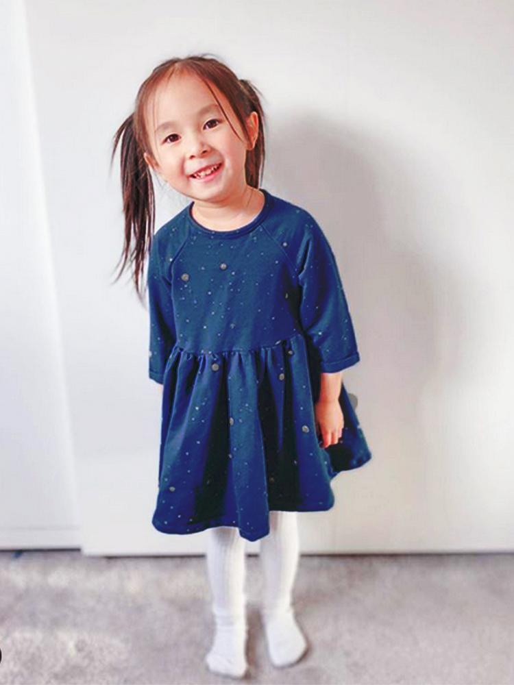 Artie - Girls Deep Blue Moon Sparkle Jacquard Dress 18M to 3Y - Stylemykid.com