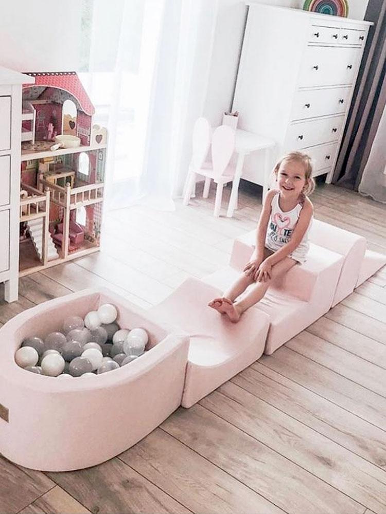 MeowBaby Luxury Pink Foam Soft Play 5 Block Set inc Mini Ball Pit with 100 Balls (UK and Europe Only) - Stylemykid.com