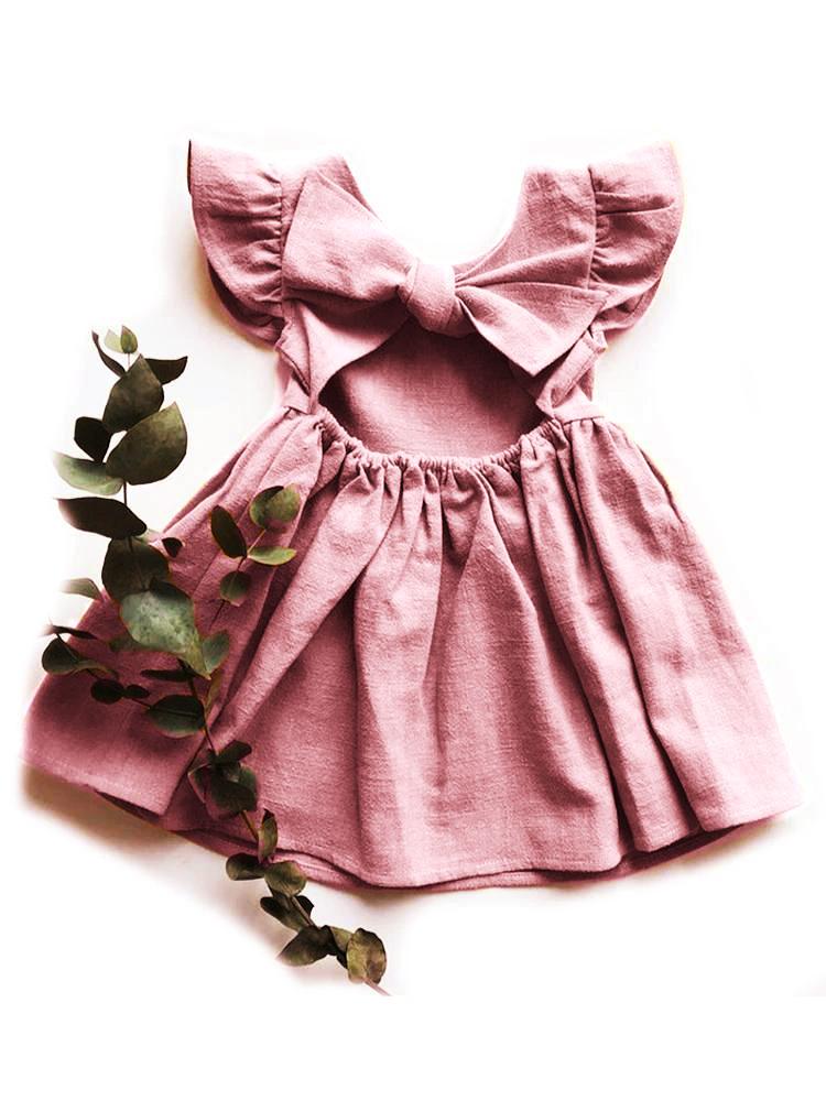 Pretty Pink Tie Bow Back Girls Party Dress - 6m to 4y - Stylemykid.com