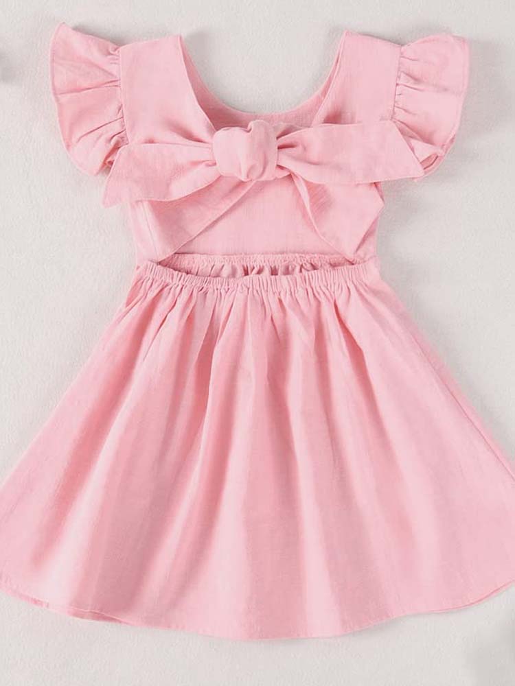 Pretty Pink Tie Bow Back Girls Party Dress - 6m to 4y - Stylemykid.com