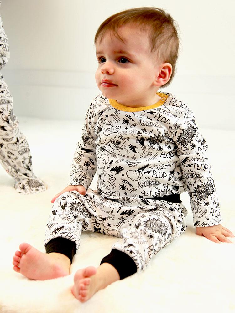 Artie - Pop Comic Black and White Bottoms (6-9 months) - Stylemykid.com