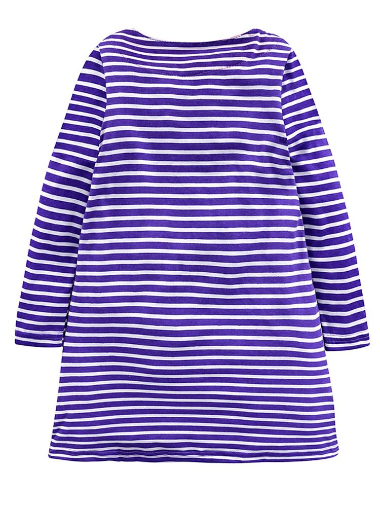 Bunny Friends - Purple & White Striped Girls Dress with Bunny Appliqué Details - Stylemykid.com