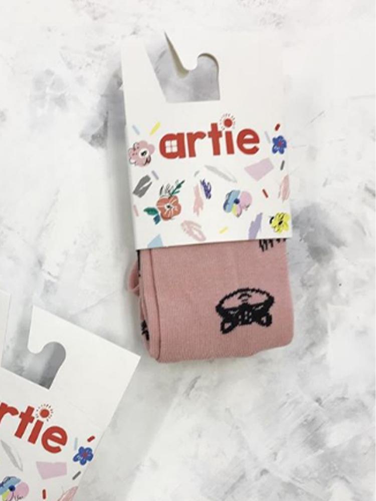 Artie - Pink Wild at Heart Panda Patterned Girls Tights - Stylemykid.com