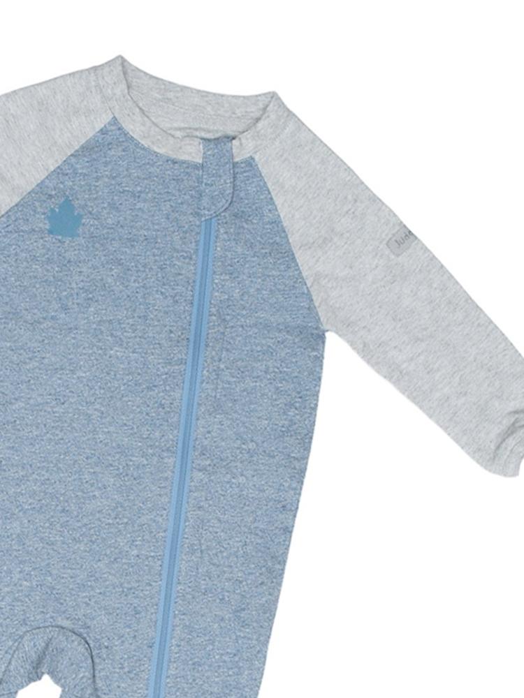 Juddlies - Organic Baby Playsuit Sleepsuit with Double Zip - Raglan Collection - Denim Blue - Stylemykid.com