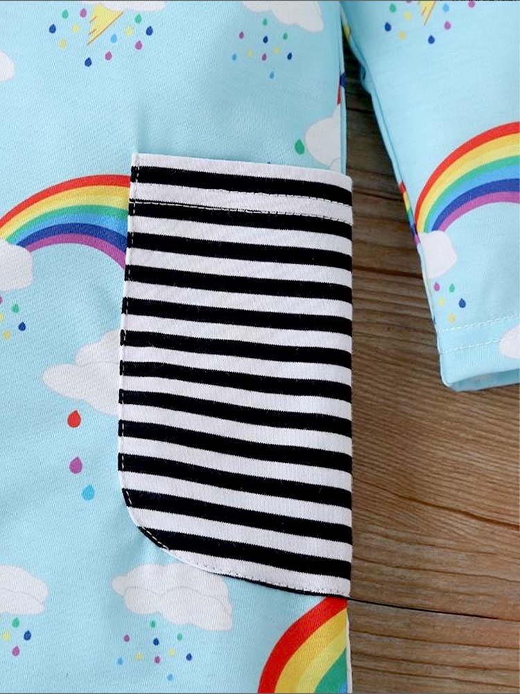 Rainbow Print Girls Dress - Sky Blue - 18 months to 6 Years - Stylemykid.com