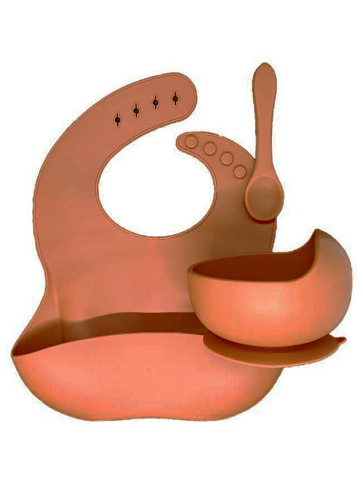 Rose Gold Bib Bowl and Spoon - Silicon Baby Bib, Food Bowl and Spoon - Stylemykid.com