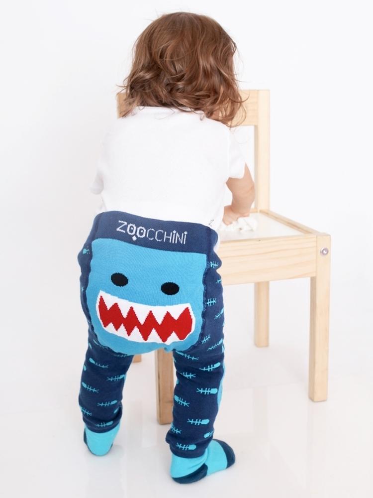 Zoocchini - Baby Leggings & Socks Set - Grip+Easy Comfort Crawlers - Sherman the Shark 12 to 18 Months - Stylemykid.com