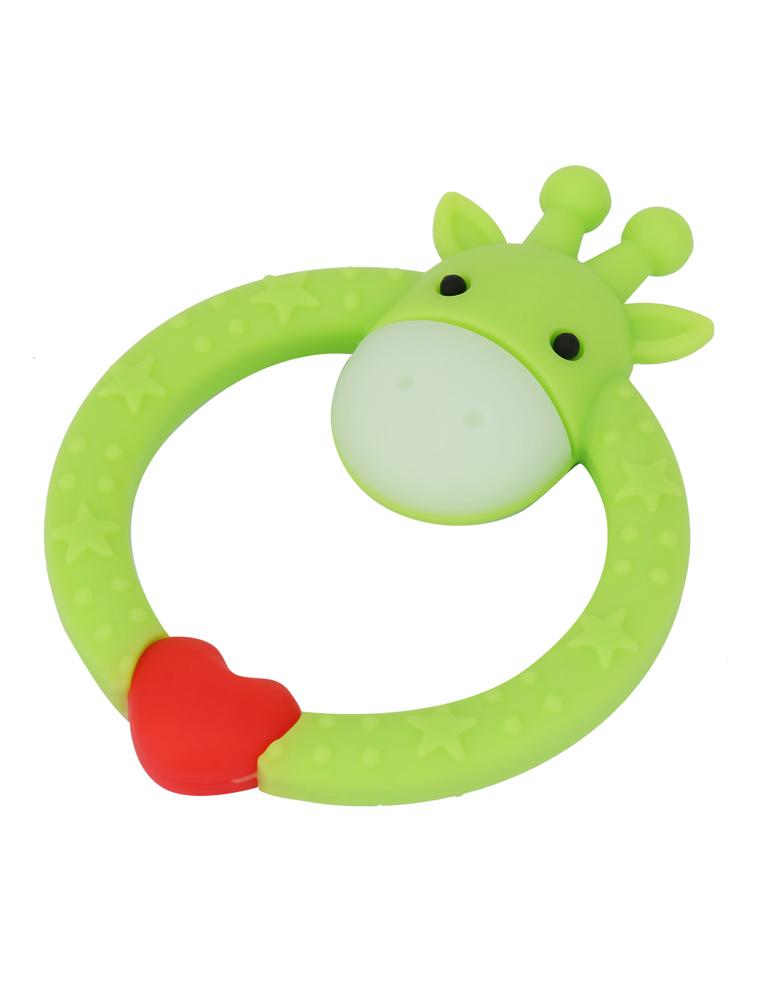 Green Giraffe Teether - Silicone Giraffe Ring Baby Teether Toy - 0 to 24 Months - Stylemykid.com