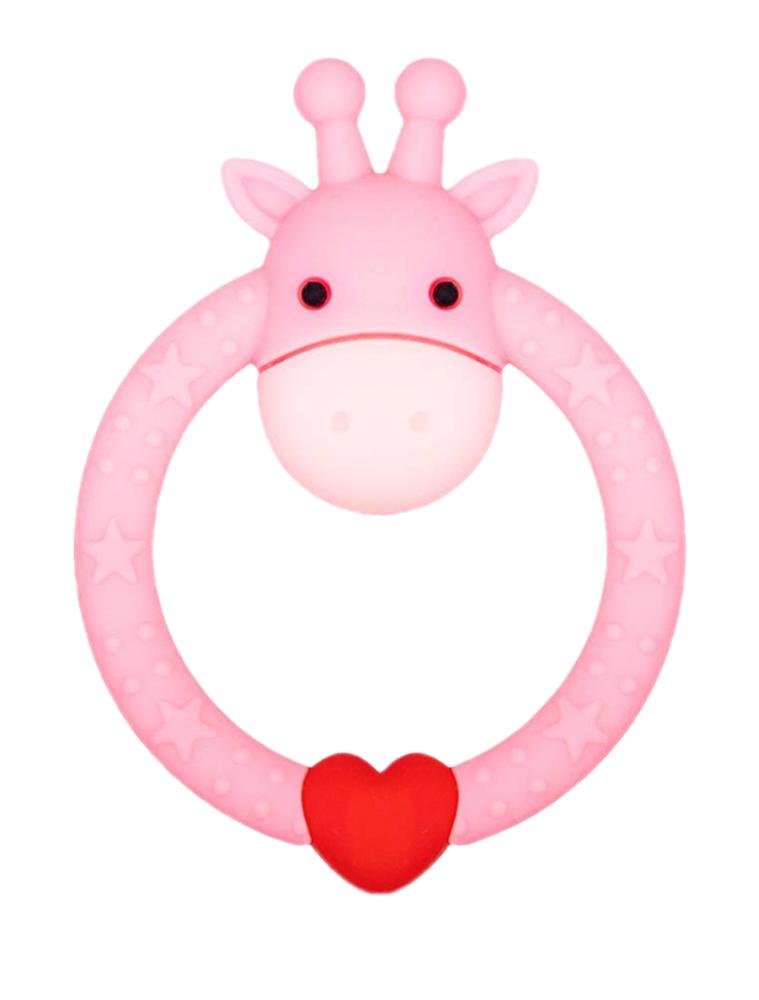 Pink Giraffe Teether - Silicone Giraffe Ring Baby Teether Toy - 0-24 Months - Stylemykid.com