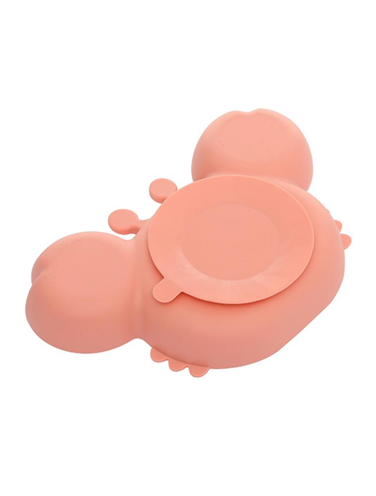Pink Crab Plate - Silicone Suction Plate - Self Feeding Training Divided Bowl for Baby and Toddler - Stylemykid.com