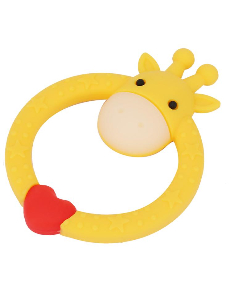Yellow Giraffe Teether - Silicone Giraffe Ring Baby Teether Toy - 0 to 24 Months - Stylemykid.com
