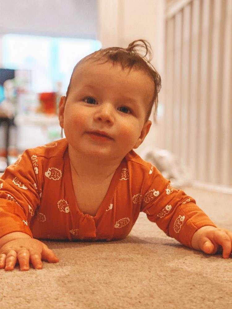 Peach Hedgehog Baby Zip Sleepsuit with Hand & Feet Cuffs (18-24M only) - Stylemykid.com