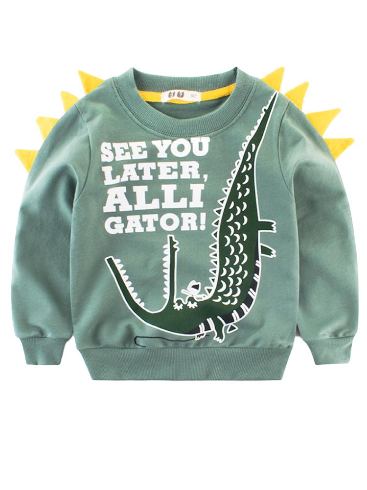 Spikes Out - See You Later Alligator Boys/ Girls Sweatshirt - Green & Yellow - Stylemykid.com