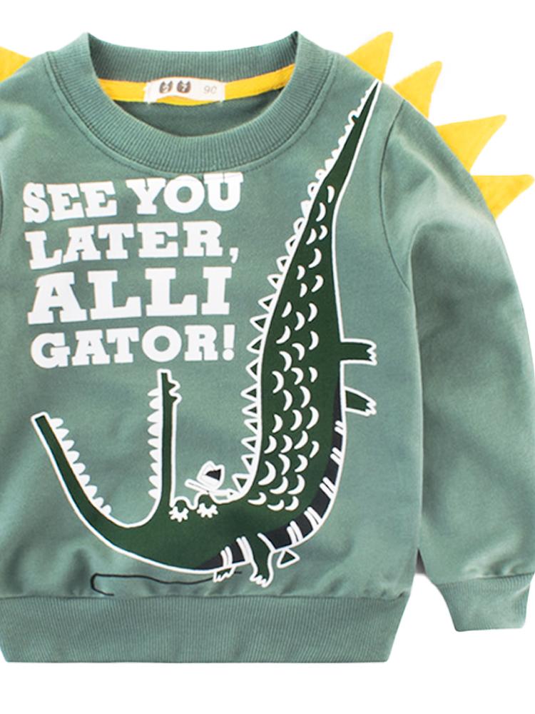 Spikes Out - See You Later Alligator Boys/ Girls Sweatshirt - Green & Yellow - Stylemykid.com