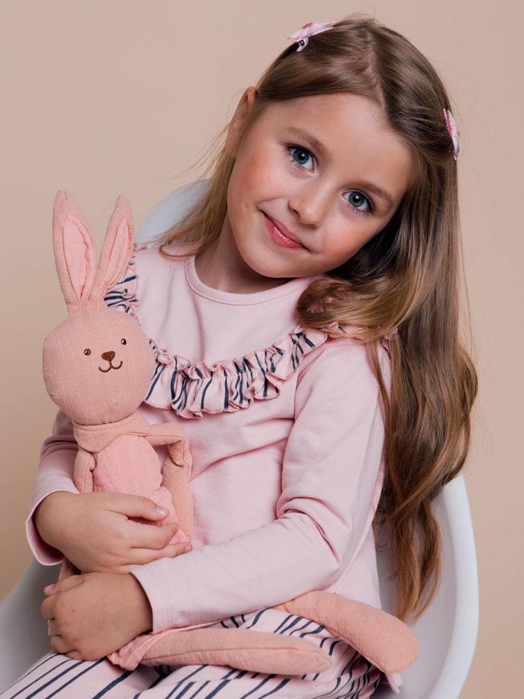 Artie - Super Stripey Girls Frill Sweatshirt in Pink and Navy - From 12 months to 4 years - Stylemykid.com