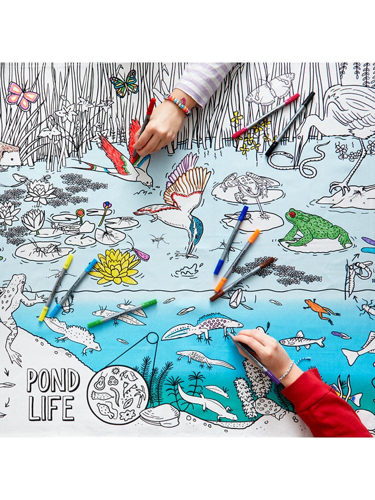 eatsleepdoodle - Colour In and Learn Table Cloth - Nature and Pond Life - Stylemykid.com