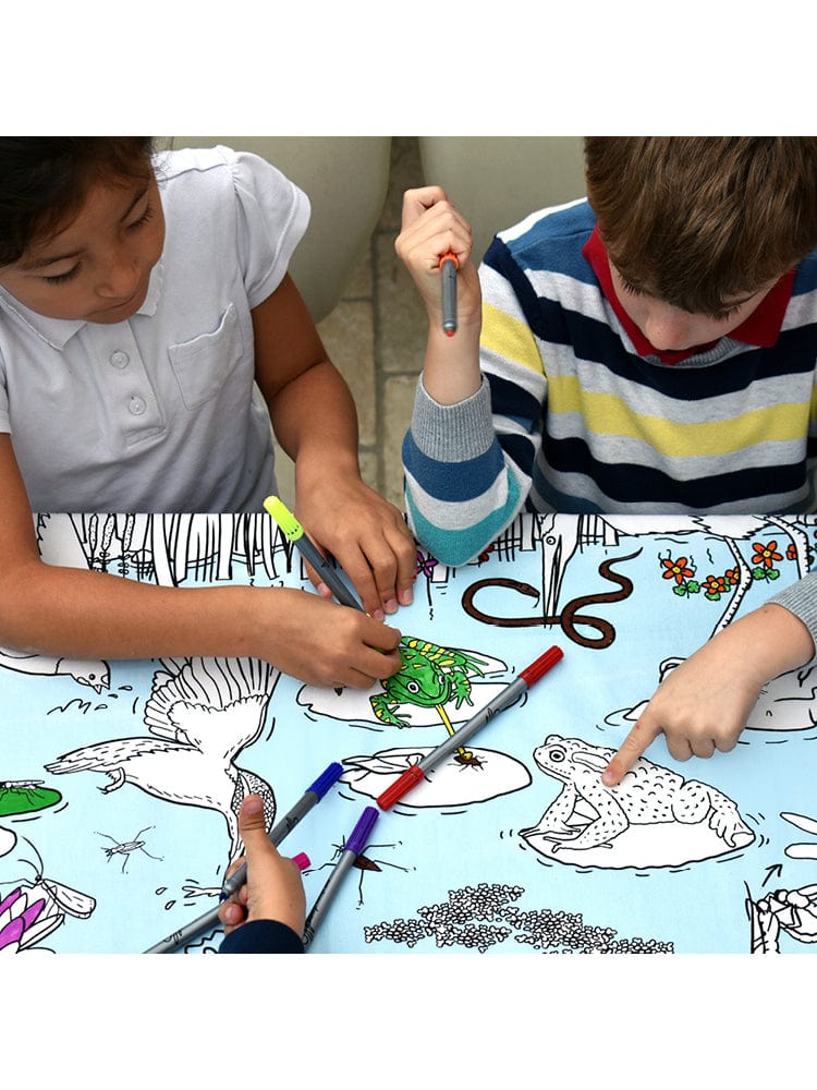 eatsleepdoodle - Colour In and Learn Table Cloth - Nature and Pond Life - Stylemykid.com