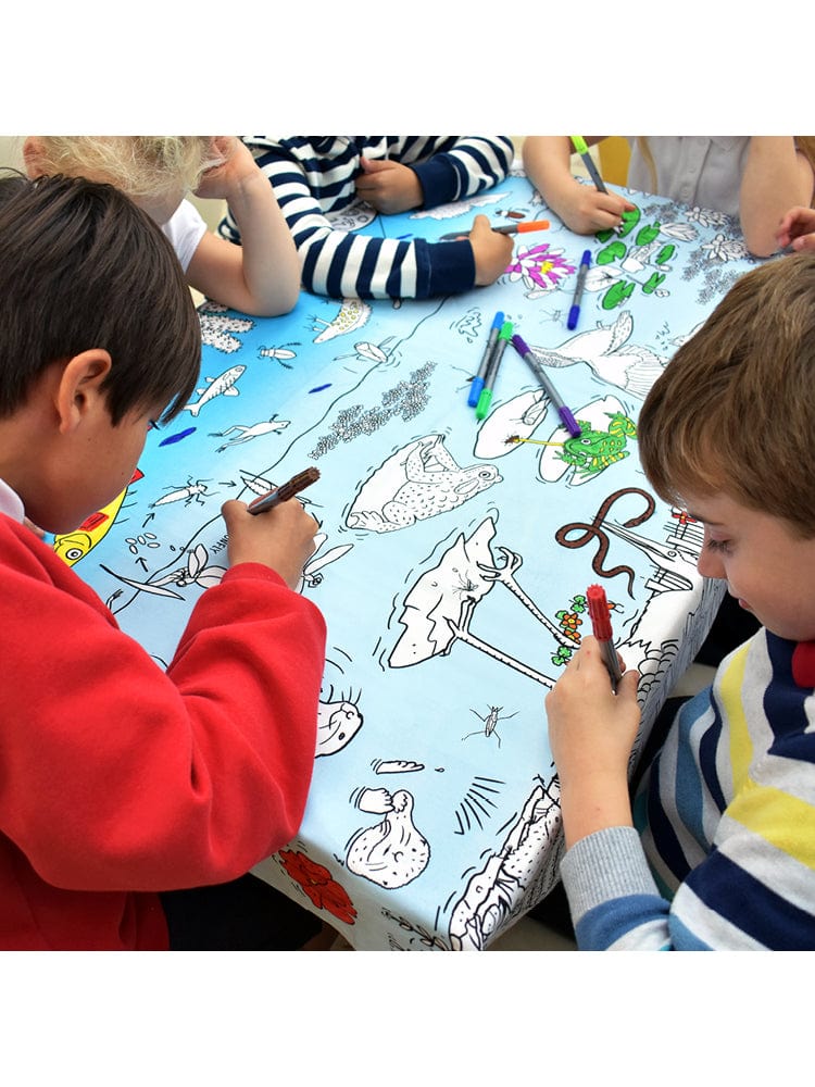 eatsleepdoodle - Colour In and Learn Table Cloth - Nature and Pond Life - Stylemykid.com