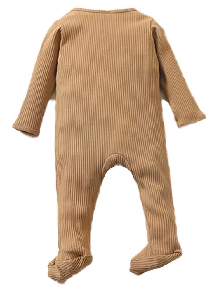 Tan Footed Ribbed Baby Zip Sleepsuit - 3-6 months - Stylemykid.com