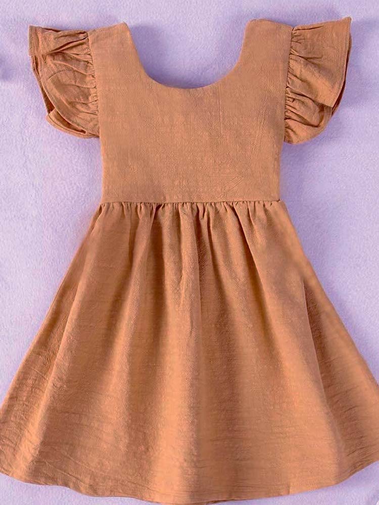 Gold Tie Bow Back Girls Party Dress - 6m to 4y - Stylemykid.com