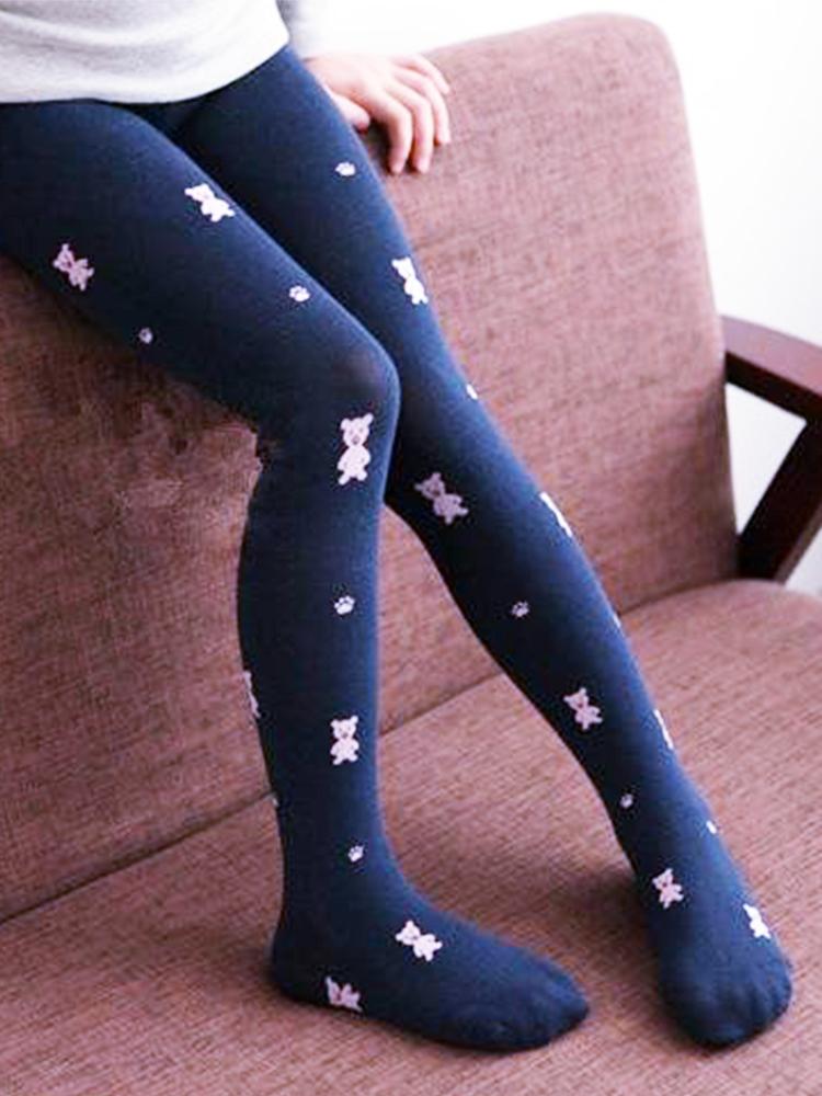Girls Teddy Bear Tights - Blue - Stylemykid.com