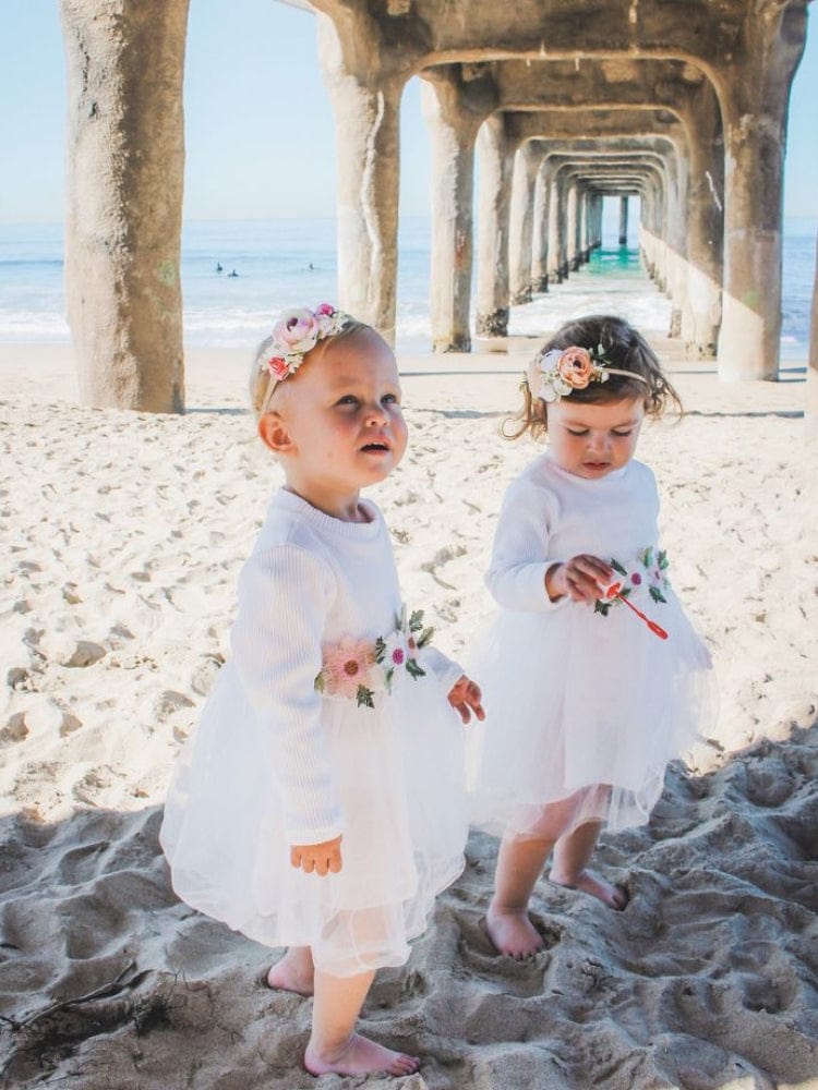 White Flower Girls Party Tutu Dress - Snow White - 6 to 24 Months - Stylemykid.com