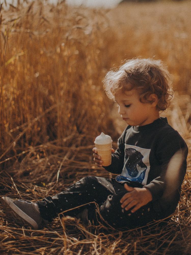 Artie - Starry Starry Night - Dark Blue & White Star Patterned French Terry Trousers 18m to 3Y - Stylemykid.com