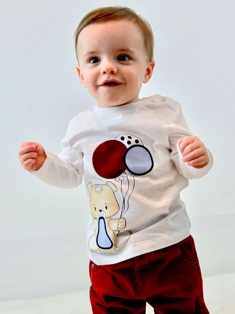 Bear Bear Balloon Long Sleeve White Top - 3 to 12 months - Stylemykid.com