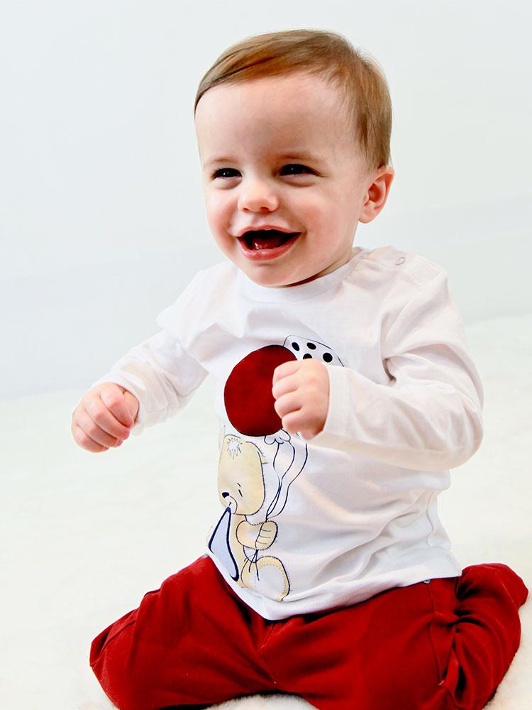 Bear Bear Balloon Long Sleeve White Top - 3 to 12 months - Stylemykid.com