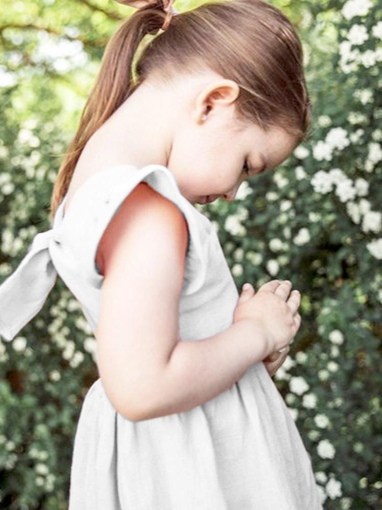 White Tie Bow Back Girls Party Dress - 9m to 12m - Stylemykid.com